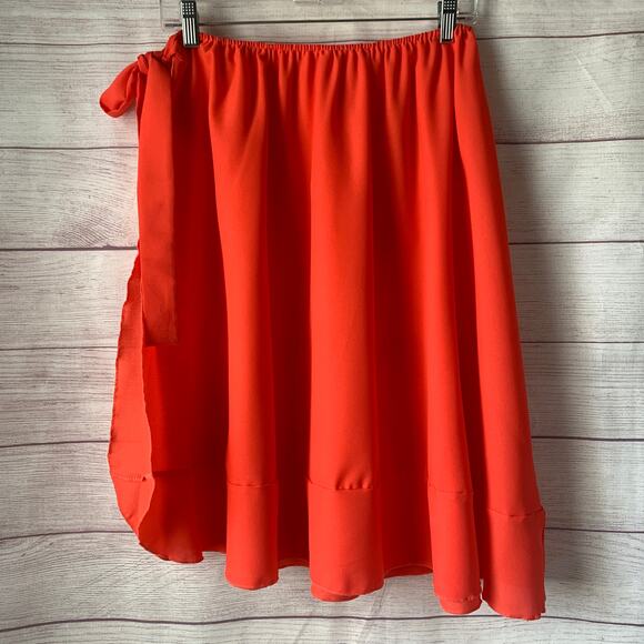 Bright Coral Pink Swimsuit Cover Up Skirt Elastic Tie Waist Size XXL - Picture 7 of 16